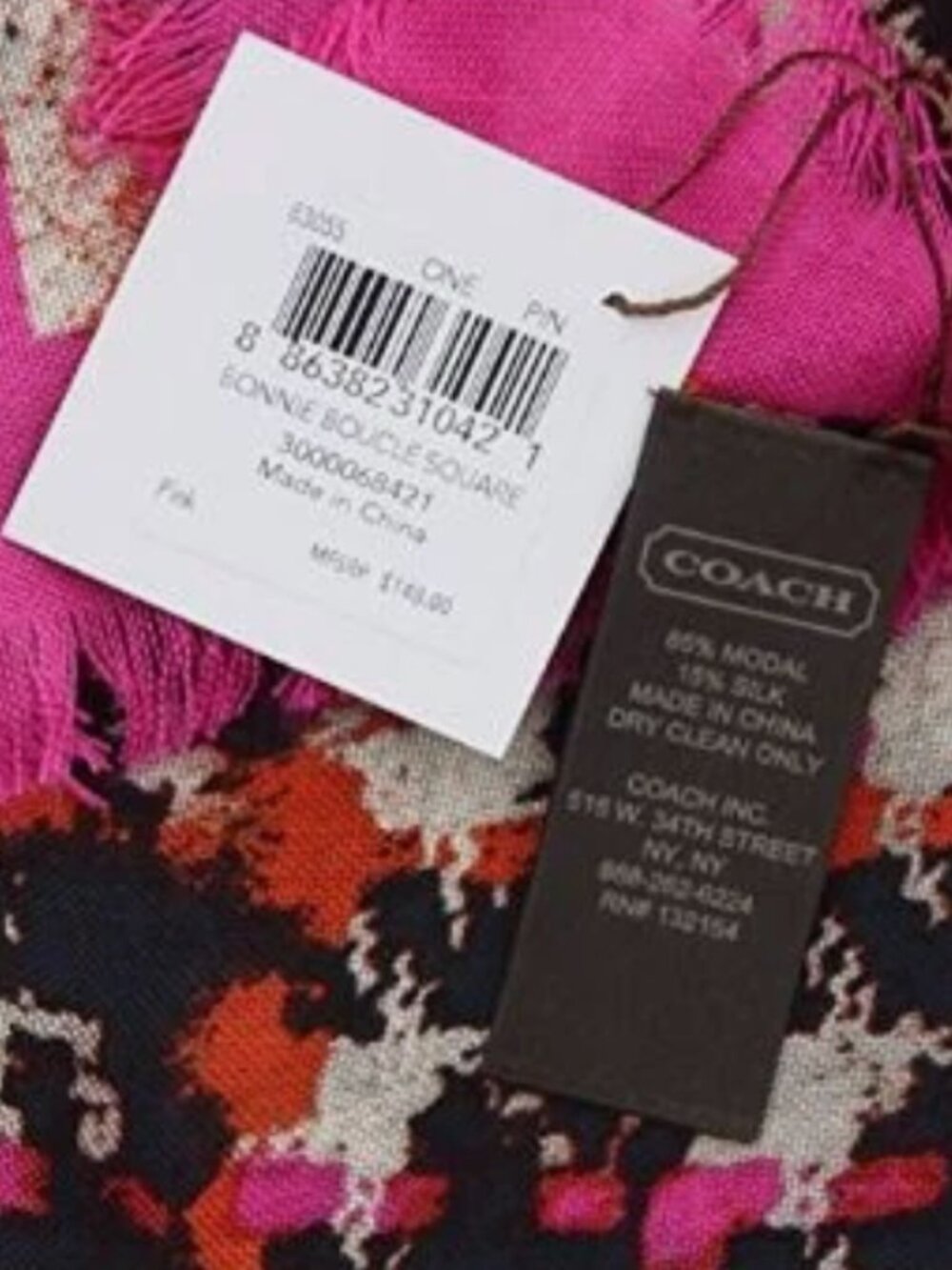 Coach Bonnie Square Scarf Pink Modal Silk Lightweight 83055 NWT MSRP $148 - Picture 2 of 6